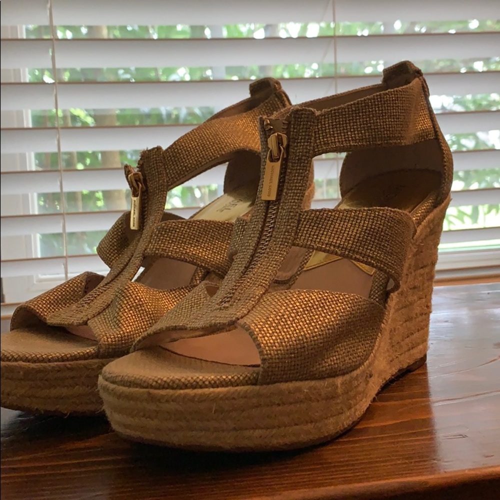Michael Kors gold wedges size 8.5
